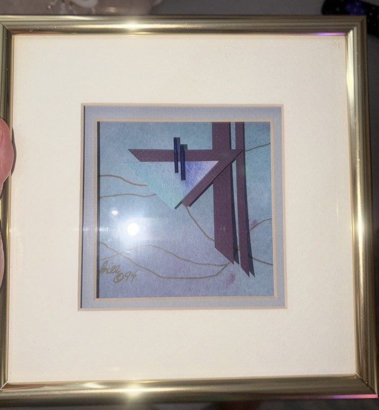 Vintage 1994 Postmodern 3D Paper Assemblage Art - Signed "hill" -Framed & Matted