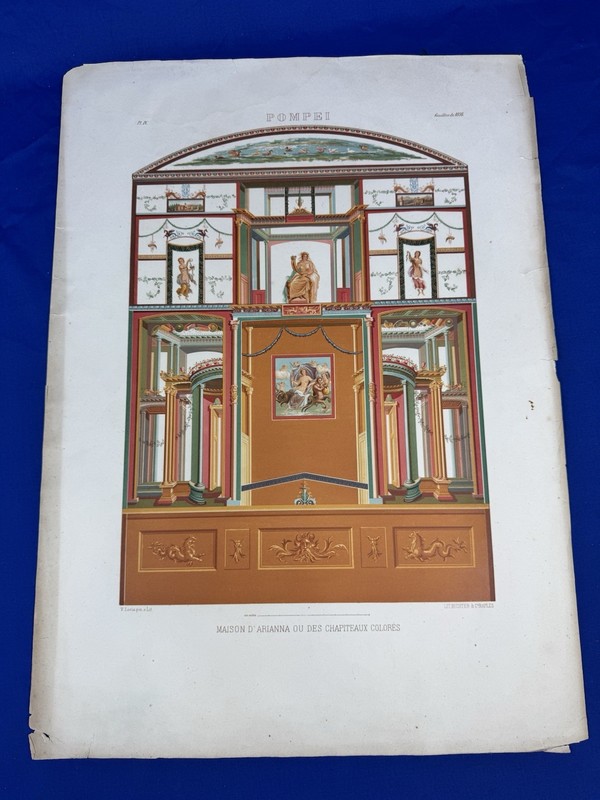4 1880's Chromolithograph POMPEI Prints ~ Publ. Richter & Co. 24 5/8" x 17 7/8" gallery