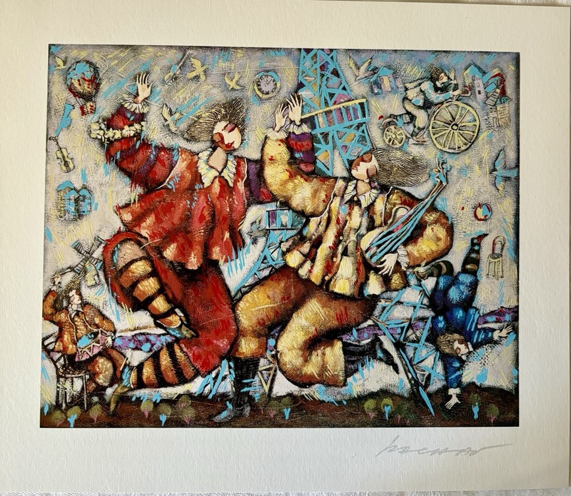 Michael Kachan Eiffel Song Seriolithograph Signed in Plate COA Vibrant Art 1999