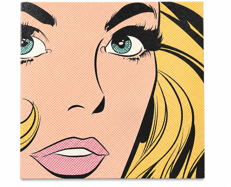 Roy Lichtenstein Canvas Framed Print 16”x16” – Pointillism – Pop Art – EUC
