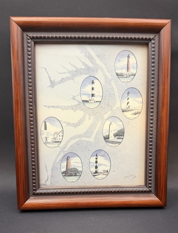 Outer Banks Lighthouse Print Framed Ricky Evans Cape Hatteras NC Coastal