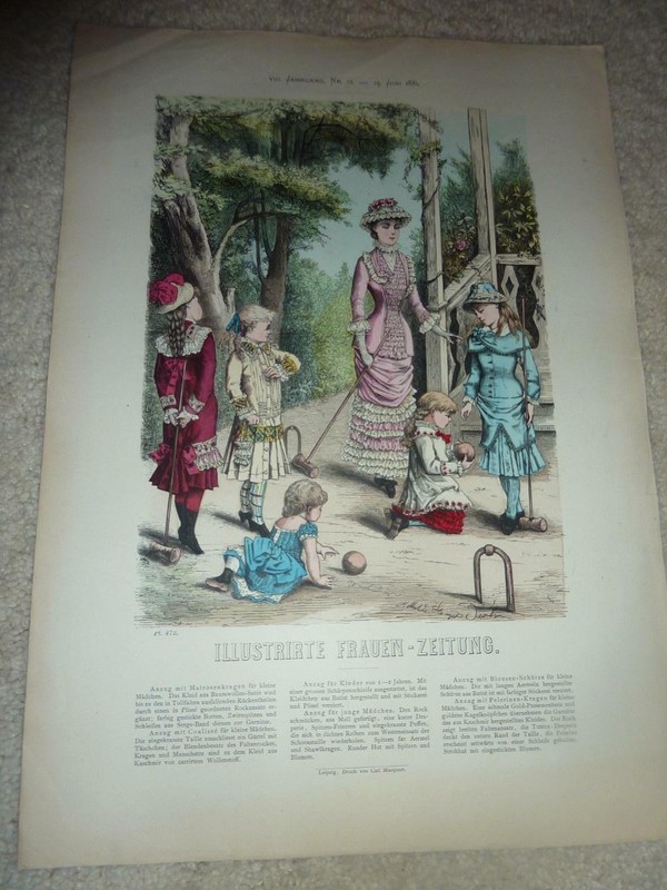 ANTIQUE JUNE 1881 LADIES FASHION ILLUSTRATION - FRAUEN-ZEITUNG -GERMANY-PL 472