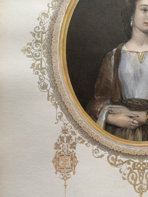 Antique Victorian Romantic Poetry Engraving The Grecian Maid Hand Coloured c1853 gallery