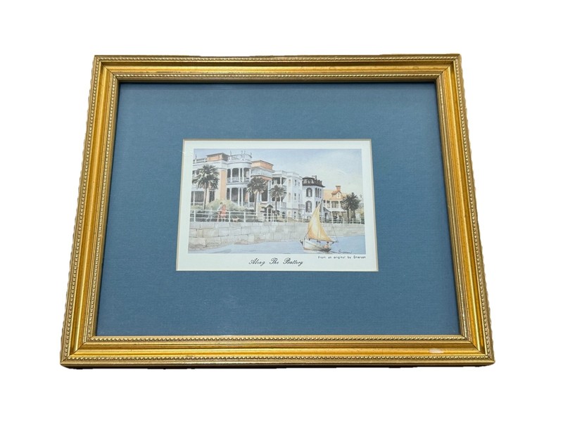 Charleston SC “Along The Battery” Framed Print From An Original By Emerson
