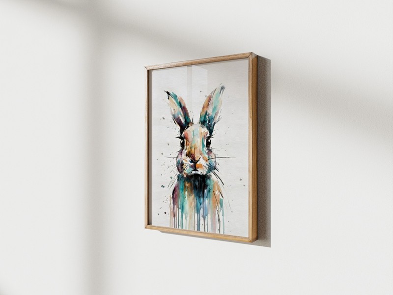 Expressive Watercolor Rabbit 5"x7" Print on Matte Paper | Colourful Art gallery