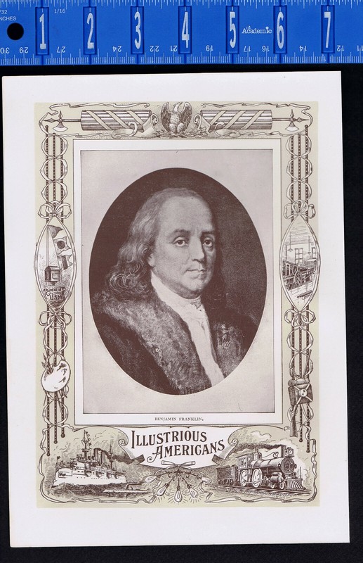 Benjamin Franklin - Inventor- Scientist -1896 Illustrious American Portrait