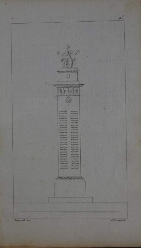Antique Art Engraving Ancient Greek Memorial Column 1820’s Original France
