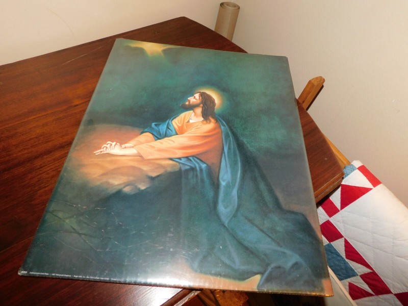 Jesus Praying in Garden of Gethsemane Art Litho Print 16 x 20" 1987 USA