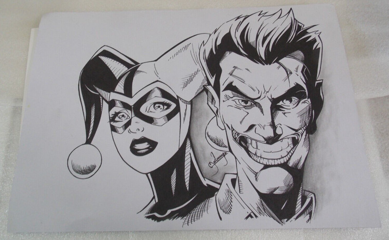 Comics Art sketch original by Madurauga om black and white 8.5 x 12 inch ink