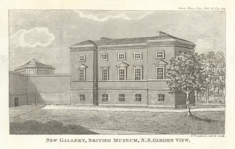 New Gallery, British Museum, N.E Garden View. Gentleman’s Magazine 1810 print