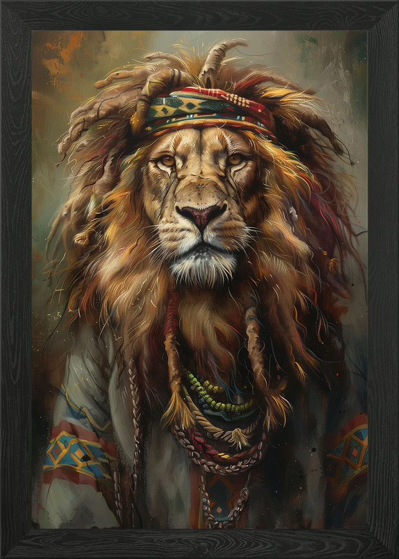 Jamaican Reggae Rasta Lion Framed Wall Art Poster Canvas Print Picture