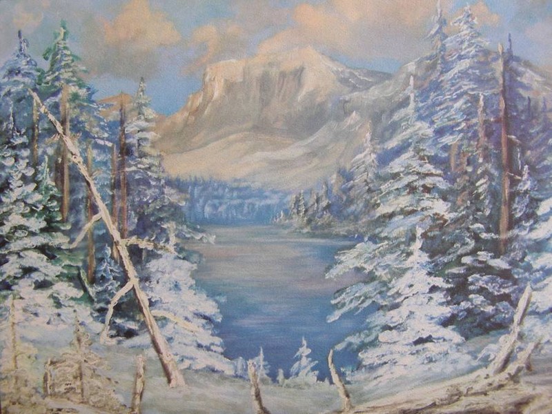 50s vintage print Winter Landscape 2