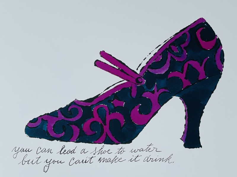 ANDY WARHOL SHOE PRINT PINK & BLACK 11×14″ Modern Art A La Recherche du Perdu