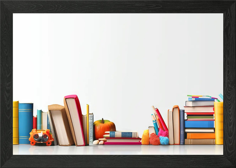 School Supplies Framed Wall Art Poster Canvas Print Picture