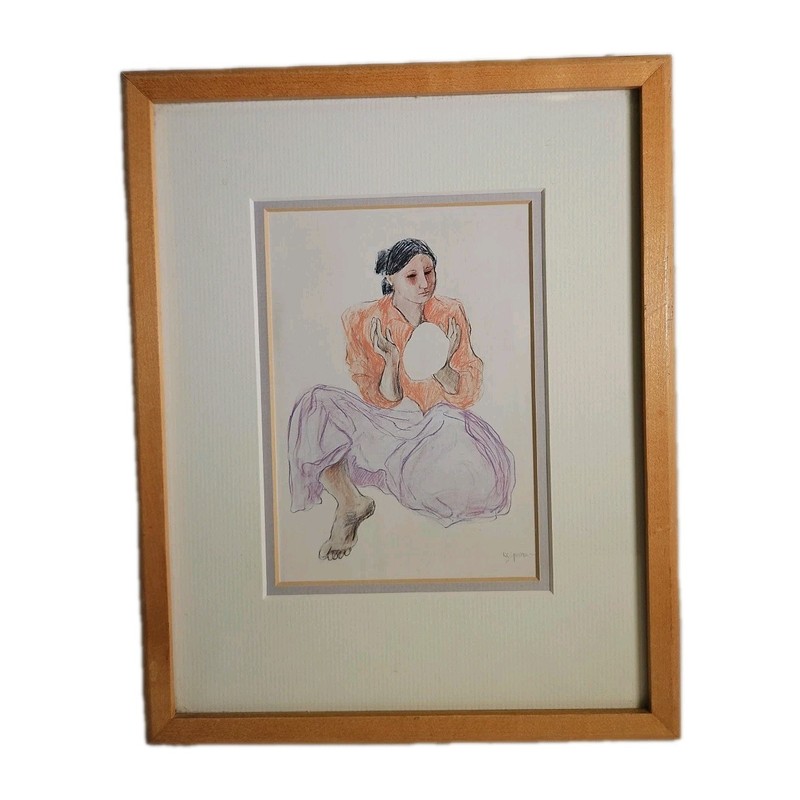 RC Gorman «Bread Maker» Framed Ceramic Tile Art – Signed Print – 11.5” x 9.5”