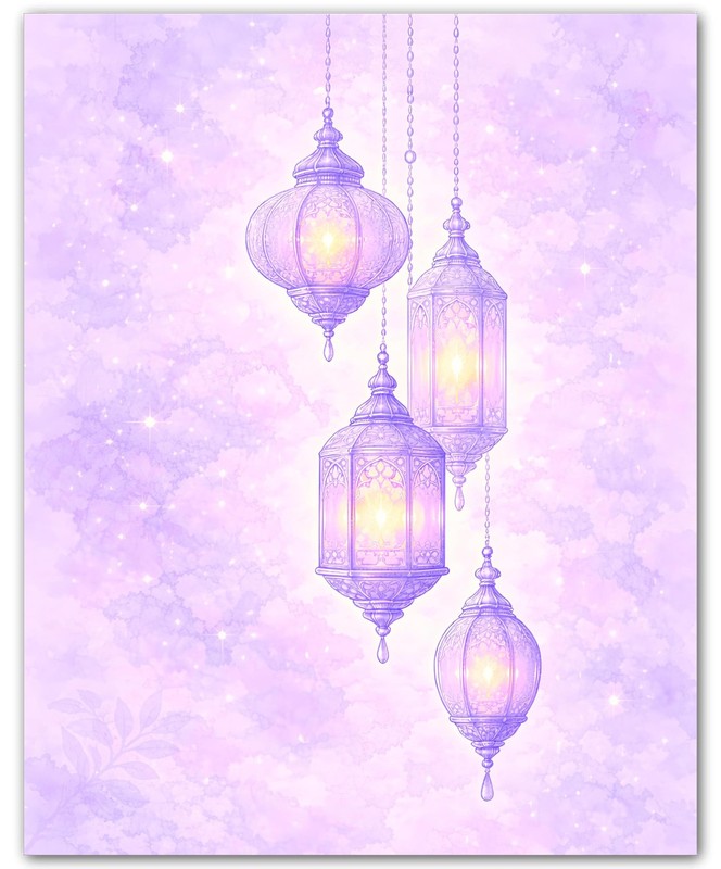 Islamic Soft Lavender Lanterns for Living Room 8×10 Muslim Print Wall Art Poster