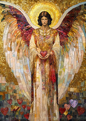 Archangel Chamuel Heart Angel Wall Art Print Mosaic Spiritual Decor AM03