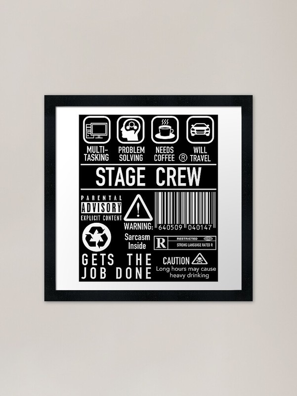 Super Funny Stage Crew – Backstage Framed Wall Art Poster Canvas Print Picture