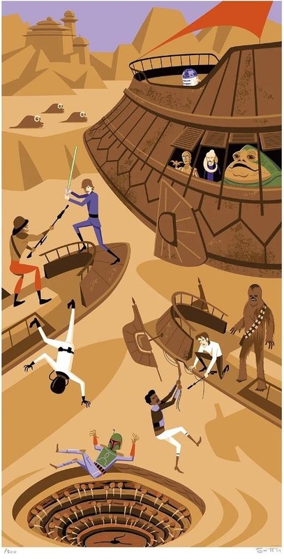 SHAG Tiki Serigraph Print Star Wars Return of the Jedi SIGNED 139 / 200 Carkoon