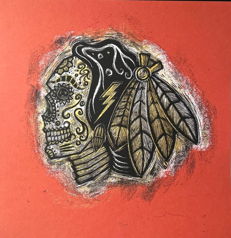 Hawks Sugar Skull Art Print, Signed and numbered by Dan Grzeca 2014