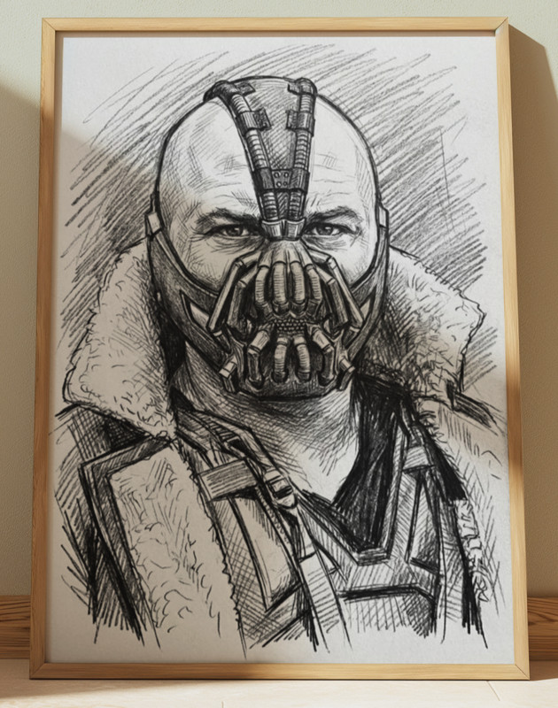 BANE THE DARK KNIGHT DRAWING PRINT SKETCH 8" x 10" PRINT WALL ART HOME DECOR
