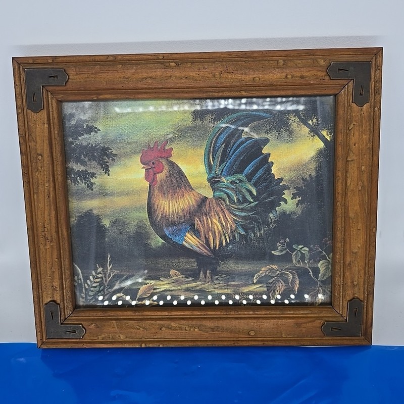 Rooster Picture 8x10 Wooden Framed William Arthur Franklin Numbered SEE PICS