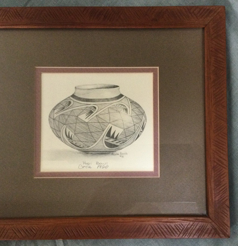 Vintage Art Print American Indian Pottery Lot Of 2 Framed - 1 Signed Paula Beck gallery
