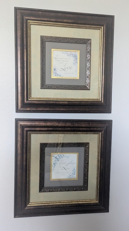 Set Of Two Beautiful Framed Pictures ! 16×16 inches. With Inspirational Sayings