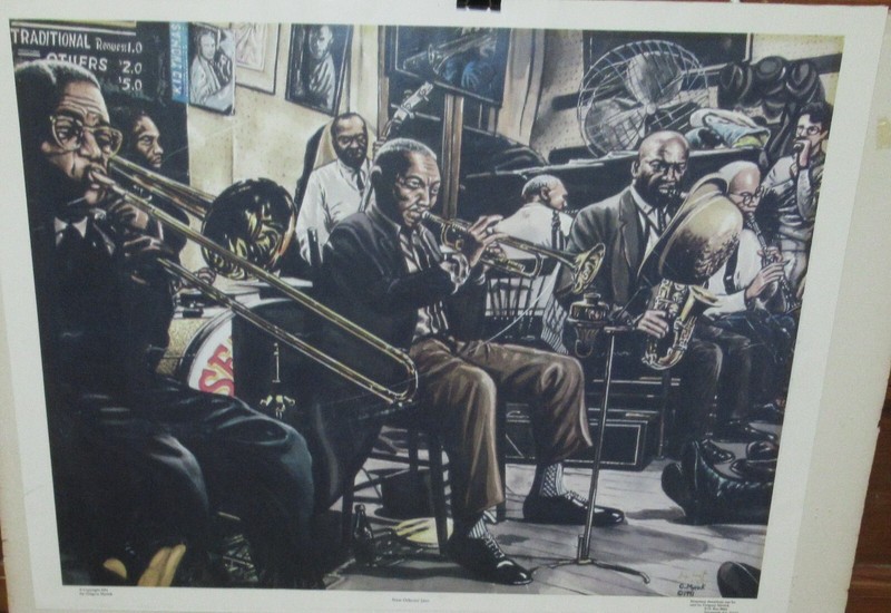 GREGORY MYRICK «NEW ORLEANS JAZZ» HAND SIGNED IN INK LARGE COLOR LITHOGRAPH