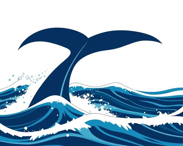 Whale Tail Silhouette in Waves 8X10 Print