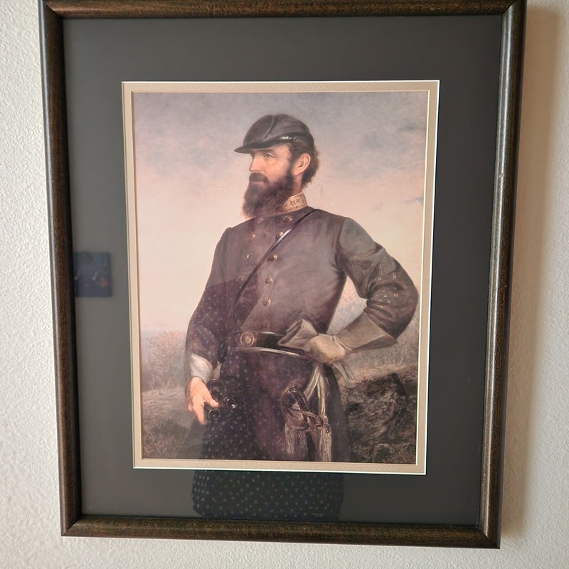 Confederate General Stonewall Jackson framed, matted & signed print under glass gallery