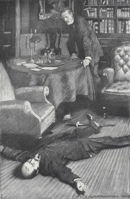 Murder Scene Detective Crime Interior 1909 Harper’s Maurice Greiffenhagen Print