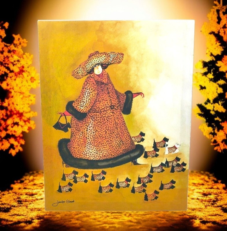 Jennifer Garant «Faux Paux» Scottie Dogs Canvas Art Print on Wood Frame 11×14″