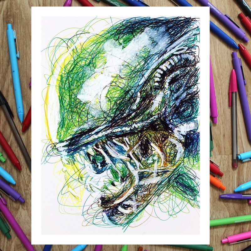 Alien Ballpoint Pen Print, Alien Movie Art Poster gallery