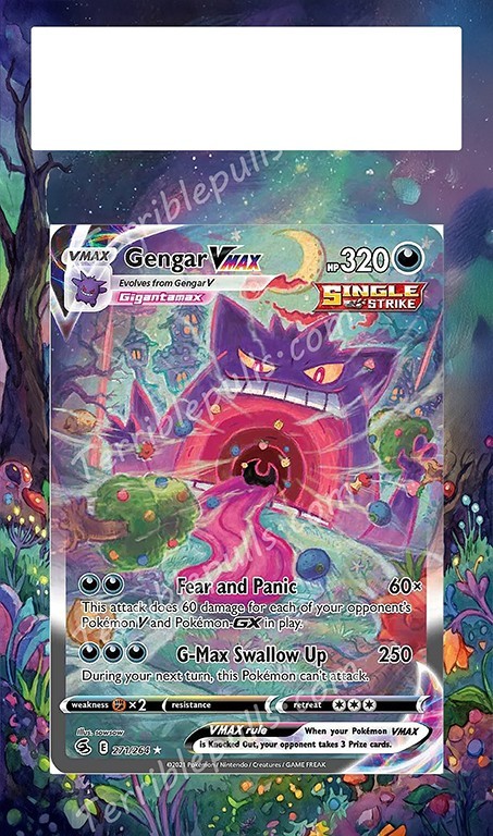 Pokemon Extended Art Inserts for PSA Slabs- Gengar VMAX 271 ART ONLY