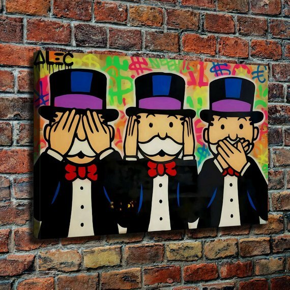 24×16″ Alec Monopoly «See No Evil Hear No Evil Speak No Evil.» New HD print
