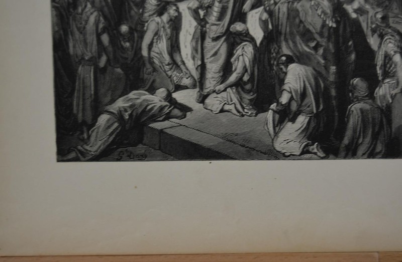 Antique Religious Art Print 1880 Gustave Dore Jonah Calls Nineveh to Repentance gallery