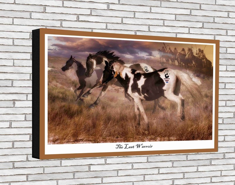 Painted Indian Mustang Horses the Last Warrior Canvas Wrap Print 16x 24