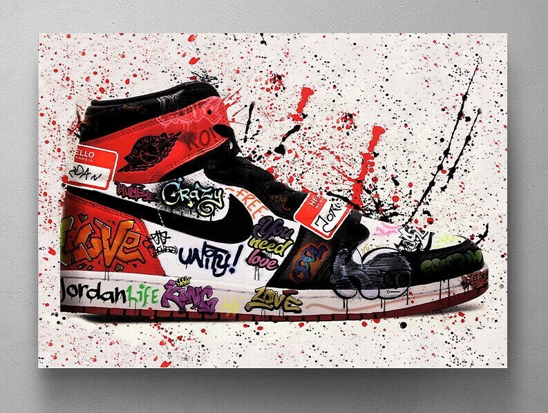 Jordan Shoe Hype Sneaker Canvas Print Air Jordan Prints Wall Art Framed Artwork
