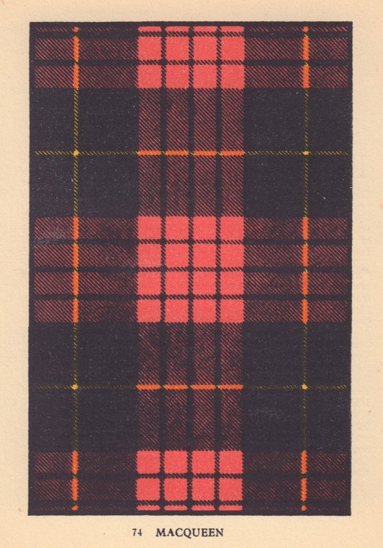 Macqueen. Scottish Clan Tartan. SMALL 8×11.5cm 1937 old vintage print picture