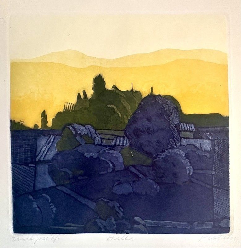 Linda Plotkin, “Hills” Etching. Signed and titled in pencil. Trial proof.