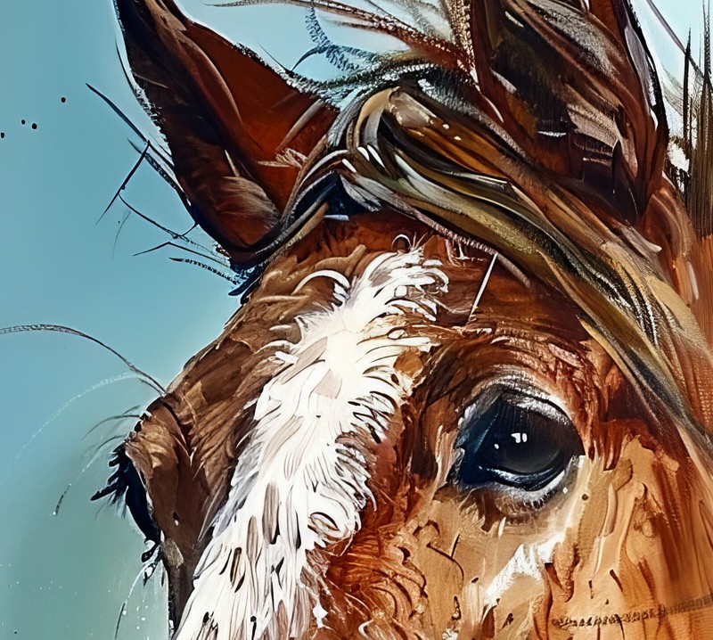 Chestnut Horse Ink Watercolor 5"x7" Print on Matte Paper | Equine Art gallery