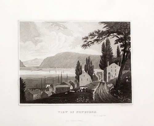 Original 1846 Hinton American Engraving – View of Newburgh New York