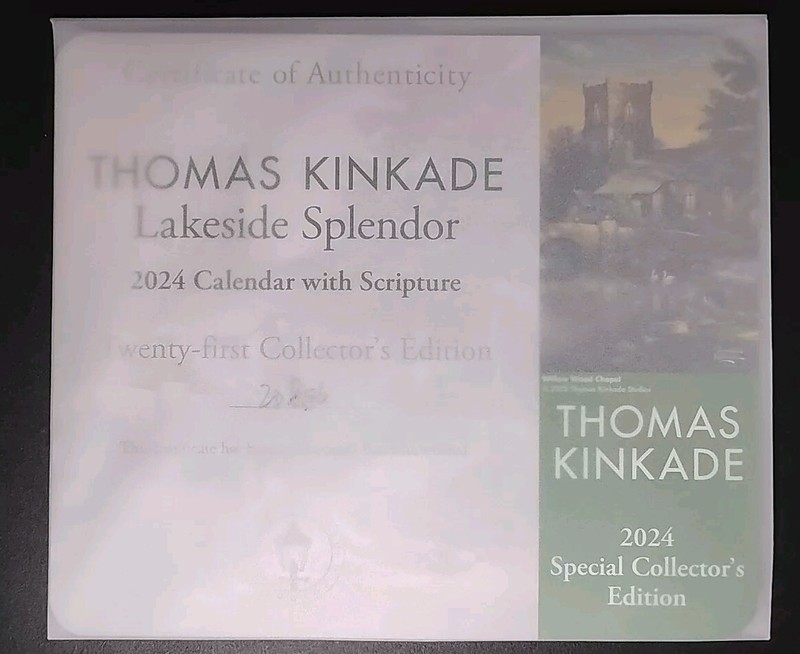 Thomas Kinkade Lakeside Splendor Paper Print 9x6 w COA Calender & Scripture gallery