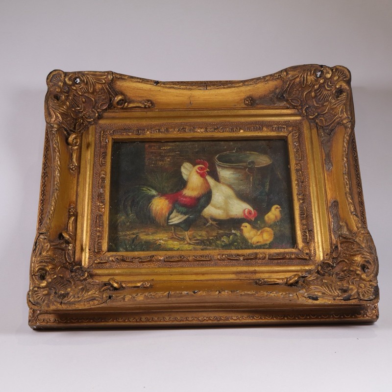 Cockerel Picture Rooster Framed Print Victorian Style 29x24cm gallery