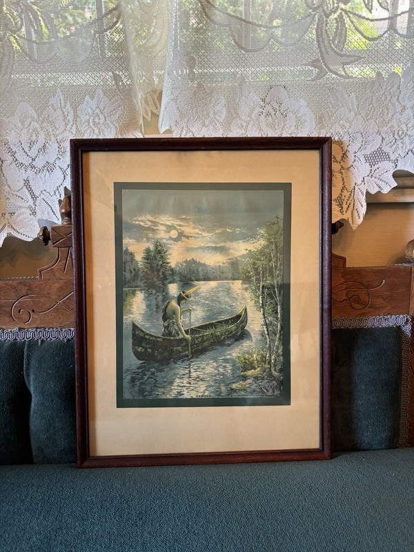 Antique 1918 Brown & Bigelow Ramona Native American Indian Maiden Framed Print
