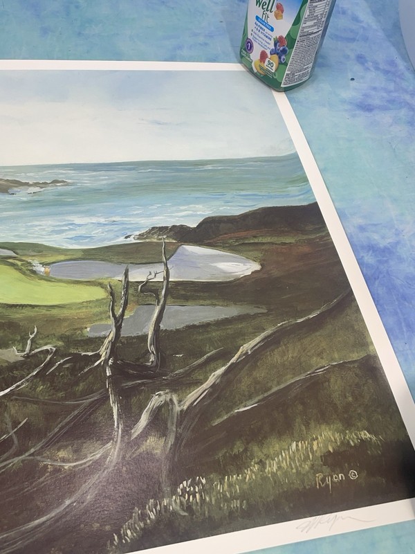 JAMES JIM RYON (1935-2016) Signed 19X24 THE 15th AT CYPRESS POINT COUNTRY CLUB gallery