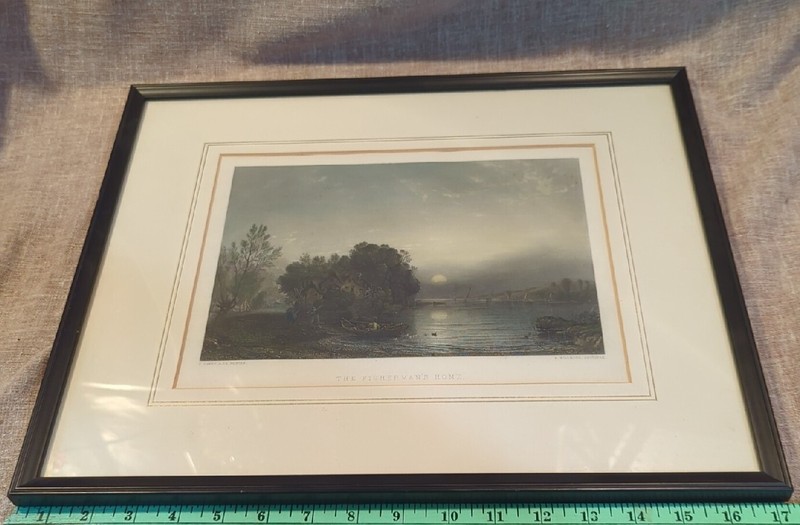 ANTIQUE 1800’S FRAMED LITHO NORWAY THE FISHERMAN’S HOME F. DANEY A WILLMORE VTG