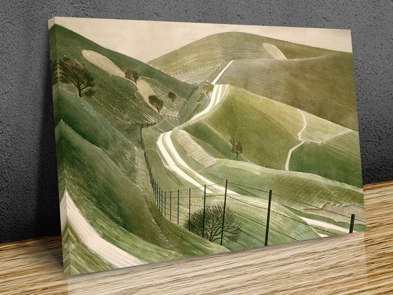 Eric Ravilious chalk paths mounted canvas print