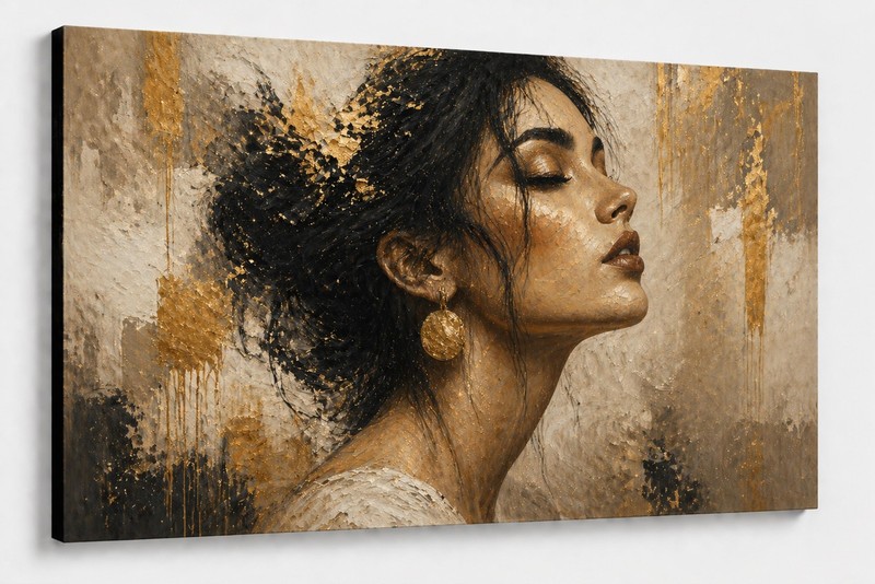 ICE ARMOR Large Canvas 24×36″ Golden Color Neutral Female Art